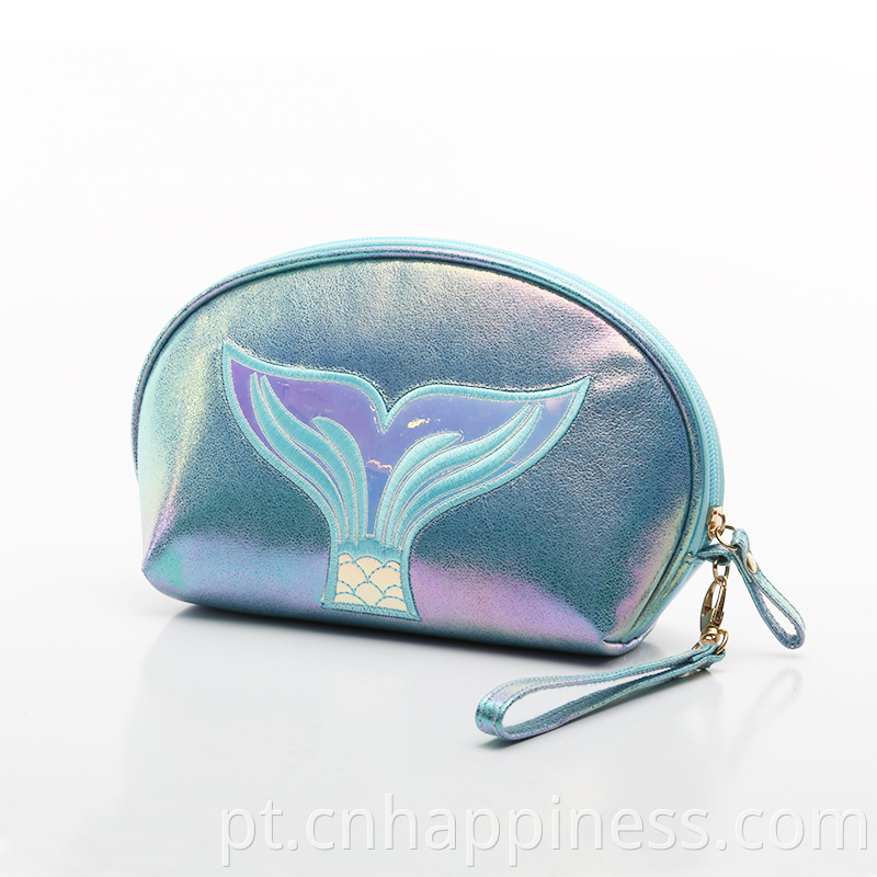 Mermaid de couro PU personalizada Make Up Gift Travel Rosa Bag de higiene pessoal Privado Moda de maquiagem Cosmética Mulheres